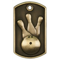 3-D Metal Dog Tag - Bowling - Antique Bronze - 2" x 1-1/8"